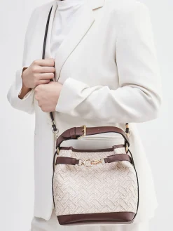 – Bucket Bag aus Textil und Leder*Viamailbag Outlet