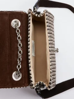 Damen Viamailbag – Schultertasche aus Bouclé-Textil Dunkelbraun