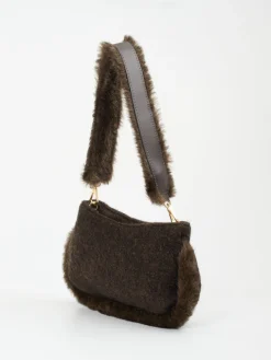 Damen Viamailbag – Schultertasche aus Textil mit Kunstfell