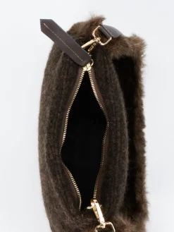 Damen Viamailbag – Schultertasche aus Textil mit Kunstfell