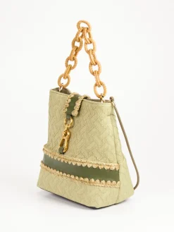 – Schultertasche aus Textil mit Bastdetails*Viamailbag Sale