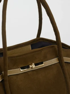 – Shopper aus Veloursleder olivbraun*Viamailbag Discount