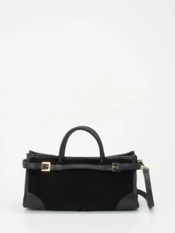 Damen Viamailbag – Top Handle Bag aus Textil und Leder Schwarz