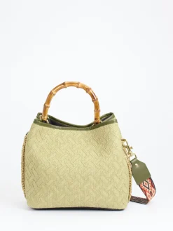 Damen Viamailbag – Top Handle Bag aus Textil mit Bambusgriff