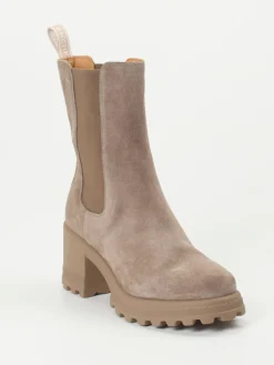 Damen Voile Blanche – Chelsea Boots aus Veloursleder Taupe