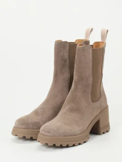 Damen Voile Blanche – Chelsea Boots aus Veloursleder Taupe