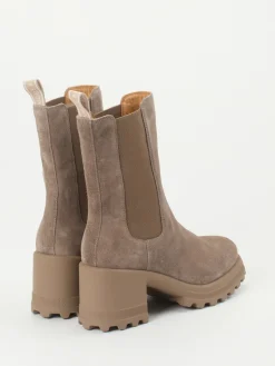Damen Voile Blanche – Chelsea Boots aus Veloursleder Taupe