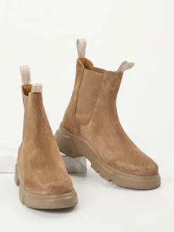Damen Voile Blanche – Chelsea Boots aus Veloursleder sand