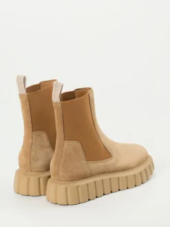 Damen Voile Blanche – Chelsea Boots aus Veloursleder camelfarben