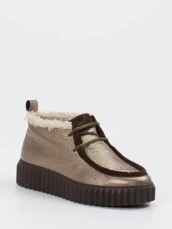 Damen Voile Blanche – Schnürboots aus Metallic-Leder bronzebraun