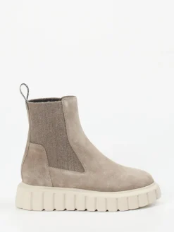 Damen Voile Blanche – Stiefelette aus Veloursleder taupe