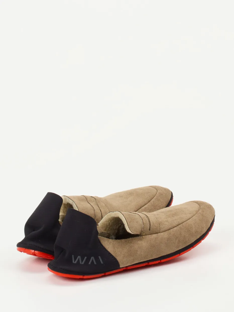 Damen Wai – Slipper aus Veloursleder in Sandbeige