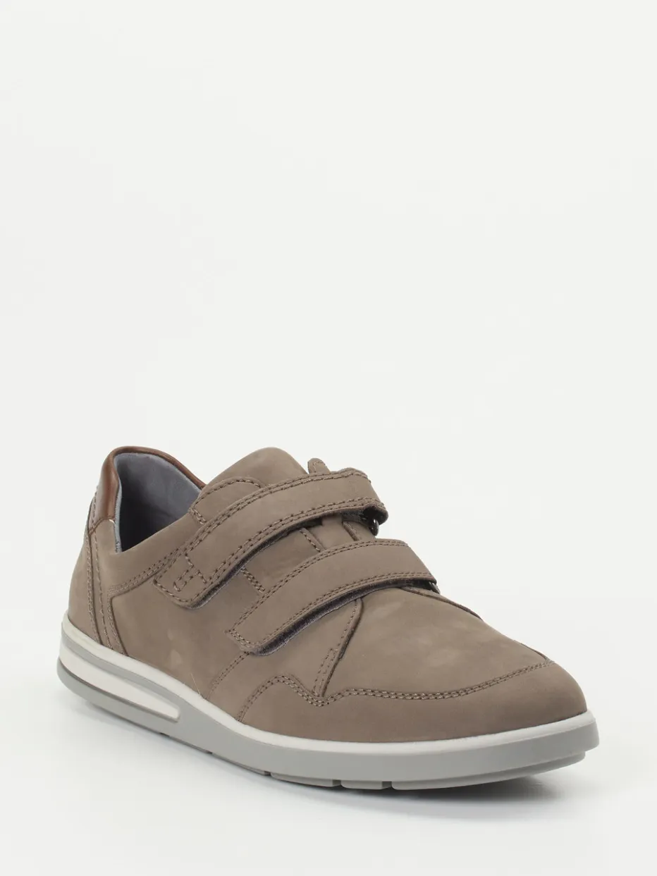 Herren Waldläufer – Klettverschluss-Halbschuh aus Nubukleder taupe