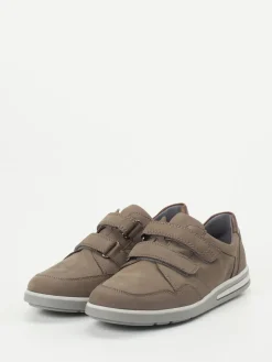 Herren Waldläufer – Klettverschluss-Halbschuh aus Nubukleder taupe