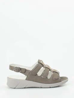 – Komfortsandale aus Nubukleder taupegrau*Waldläufer New