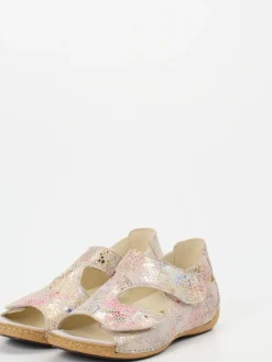 Damen Waldläufer – Komfortsandalen aus geprägtem Leder