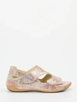 Damen Waldläufer – Komfortsandalen aus geprägtem Leder