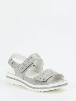 – Komfortsandale aus Veloursleder silber*Waldläufer