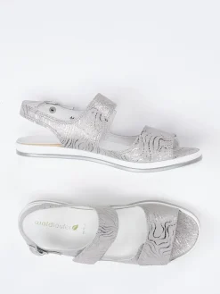 – Komfortsandale aus Veloursleder silber*Waldläufer