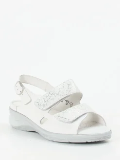 – Komfortsandale aus geprägtem Leder Offwhite*Waldläufer New