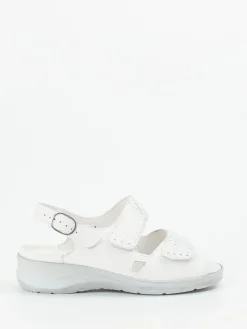 – Komfortsandale aus geprägtem Leder Offwhite*Waldläufer New