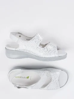 – Komfortsandale aus geprägtem Leder Offwhite*Waldläufer New