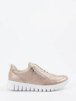 Damen Waldläufer – Komfort-Sneaker aus Metallicleder Roségold