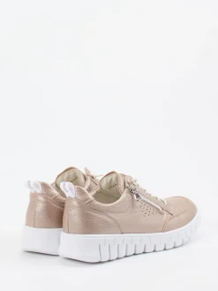 Damen Waldläufer – Komfort-Sneaker aus Metallicleder Roségold