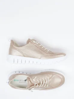 Damen Waldläufer – Komfort-Sneaker aus Metallicleder Roségold