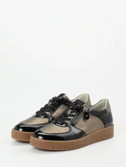 Damen Waldläufer – Komfort-Sneaker aus Metallicleder bronzebraun