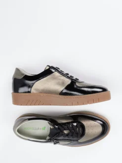 Damen Waldläufer – Komfort-Sneaker aus Metallicleder bronzebraun