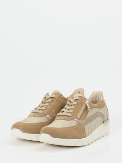 Damen Waldläufer – Komfort-Sneaker aus Veloursleder beige
