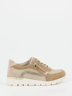 Damen Waldläufer – Komfort-Sneaker aus Veloursleder beige