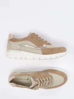 Damen Waldläufer – Komfort-Sneaker aus Veloursleder beige