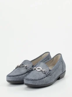 Damen Waldläufer – Loafer aus geprägtem Leder jeans