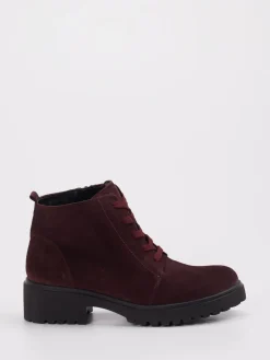 Damen Waldläufer – Schnürboot aus Veloursleder Bordeaux