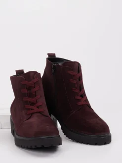 Damen Waldläufer – Schnürboot aus Veloursleder Bordeaux