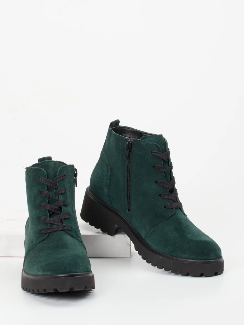 Damen Waldläufer – Schnürboots aus Veloursleder tannen