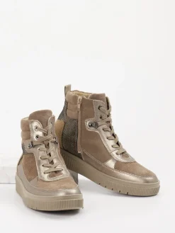 Damen Waldläufer – Schnürboots aus Veloursleder taupe