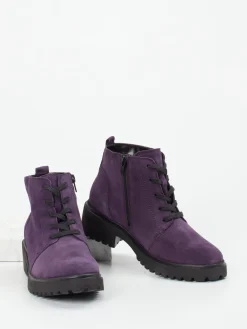 Damen Waldläufer – Schnürboots aus Veloursleder Pflaume