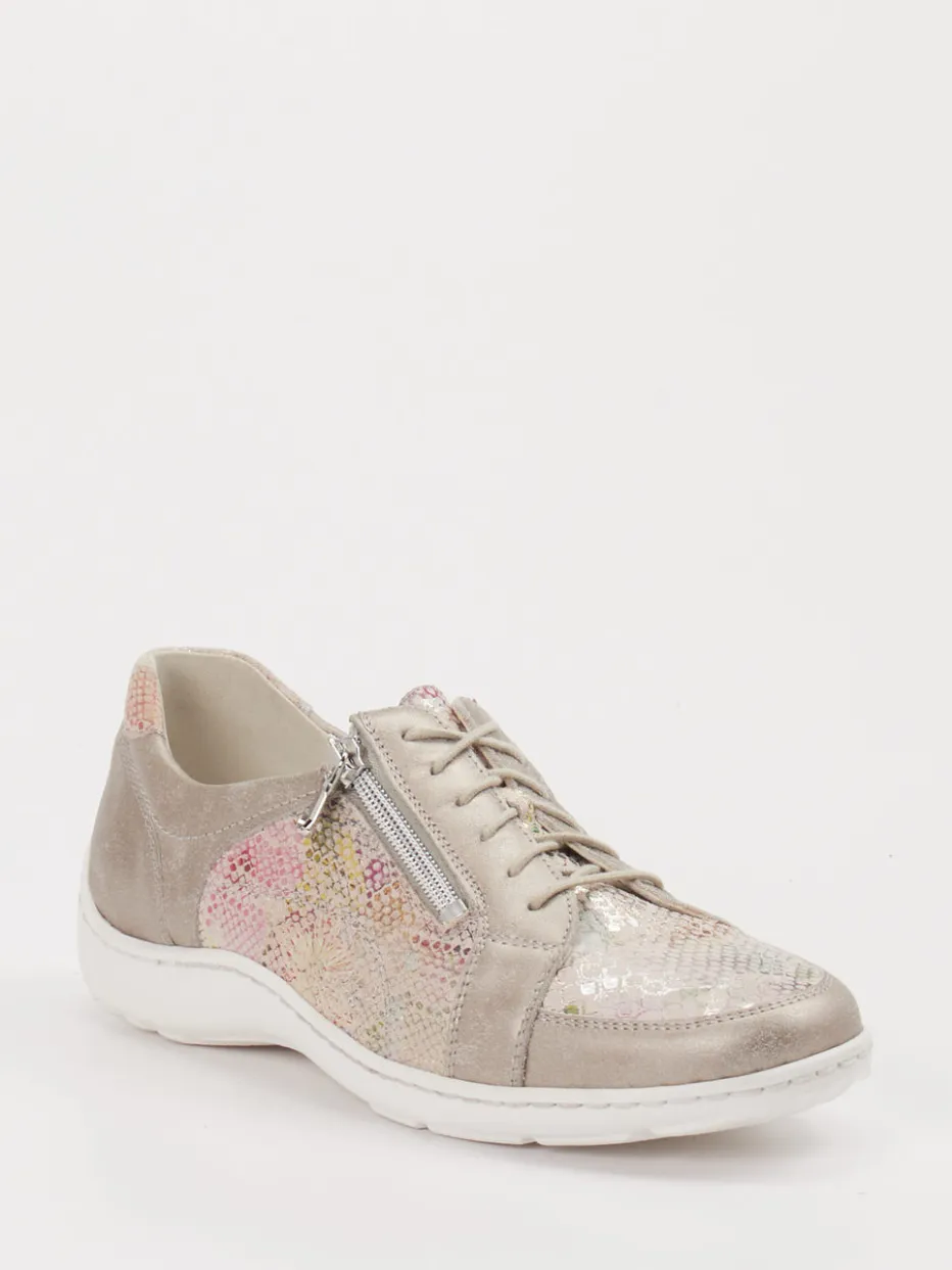 Damen Waldläufer – Schnürschuhe aus Leder-Mix Pastelloptik