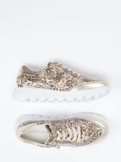 Damen Waldläufer – Sneaker aus geprägtem Leder in Beige