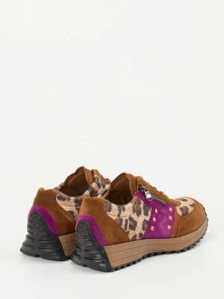 Damen Waldläufer – Sneaker aus Veloursleder mit Leoprint