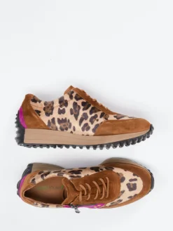 Damen Waldläufer – Sneaker aus Veloursleder mit Leoprint