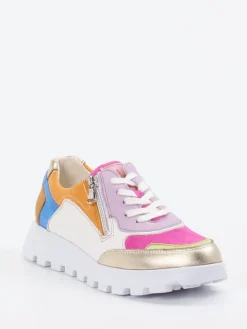 Damen Waldläufer – Sneaker aus Velourleder und Glattleder color