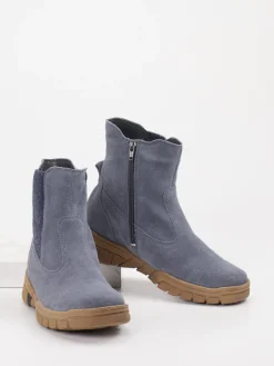 Damen Waldläufer – Stiefelette aus Veloursleder grau