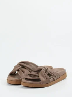 Damen Werner – Slides aus Kalbleder in Taupe