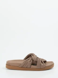 Damen Werner – Slides aus Kalbleder in Taupe