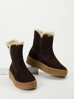 Damen Werner – Stiefelette aus Nubukleder Dunkel