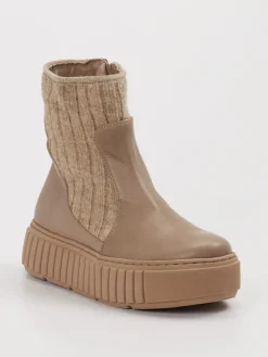 Damen Werner – Stiefeletten aus Leder mit Strickdetail